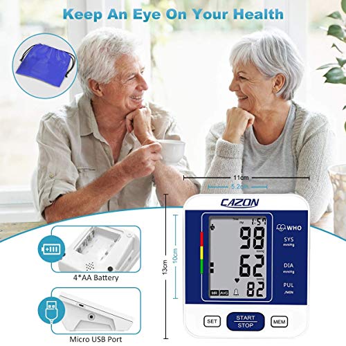 Digital Upper Arm Blood Pressure Monitor with Cuff/LCD Blue